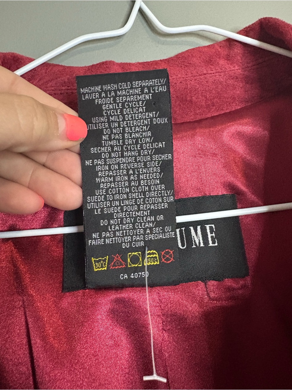 Guillaume Genuine Leather Jacket Red Suede Button Front Oversized Fit - Picture 3 of 8